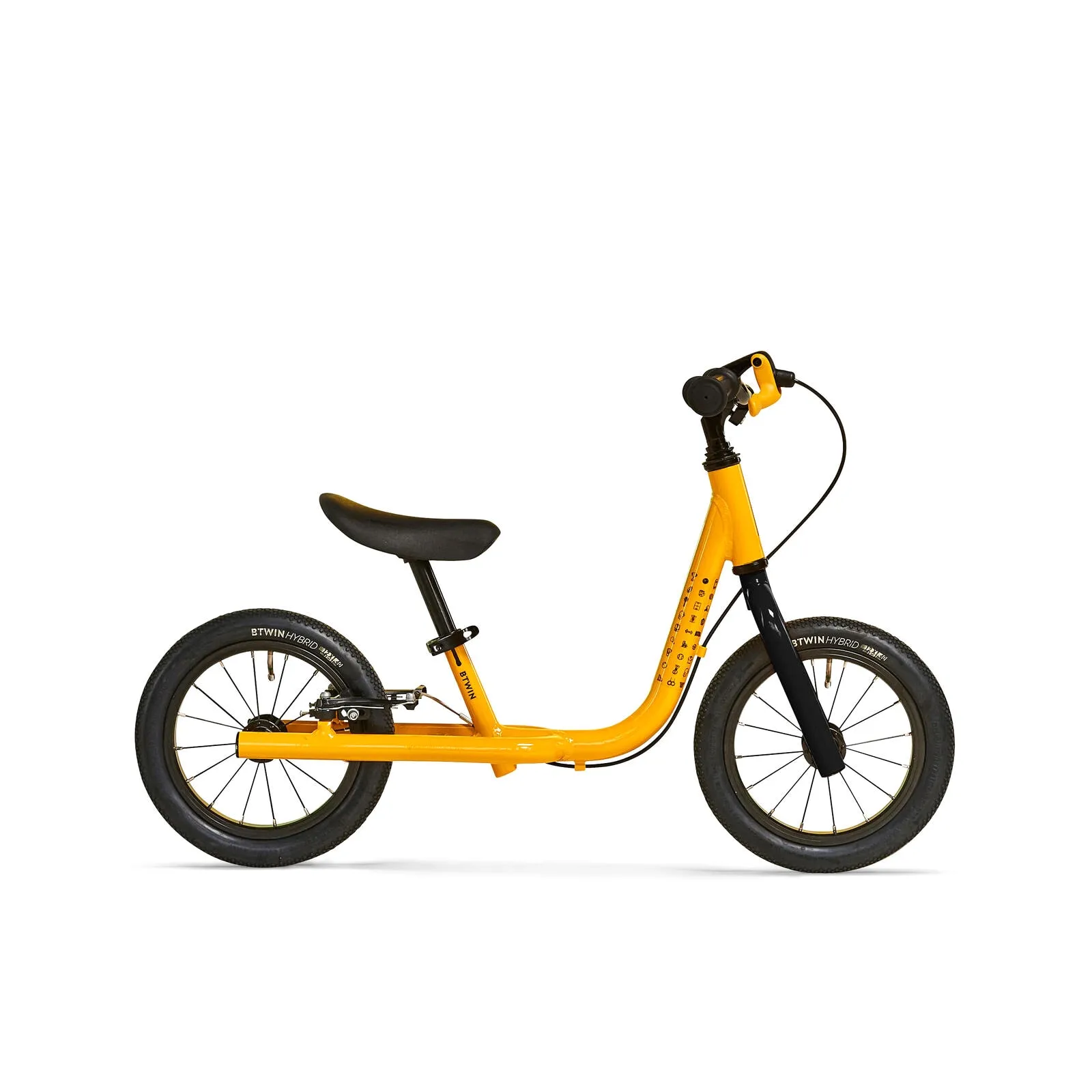 Btwin RUNRIDE 900 12-inch aluminium kids balance bike in yellow
